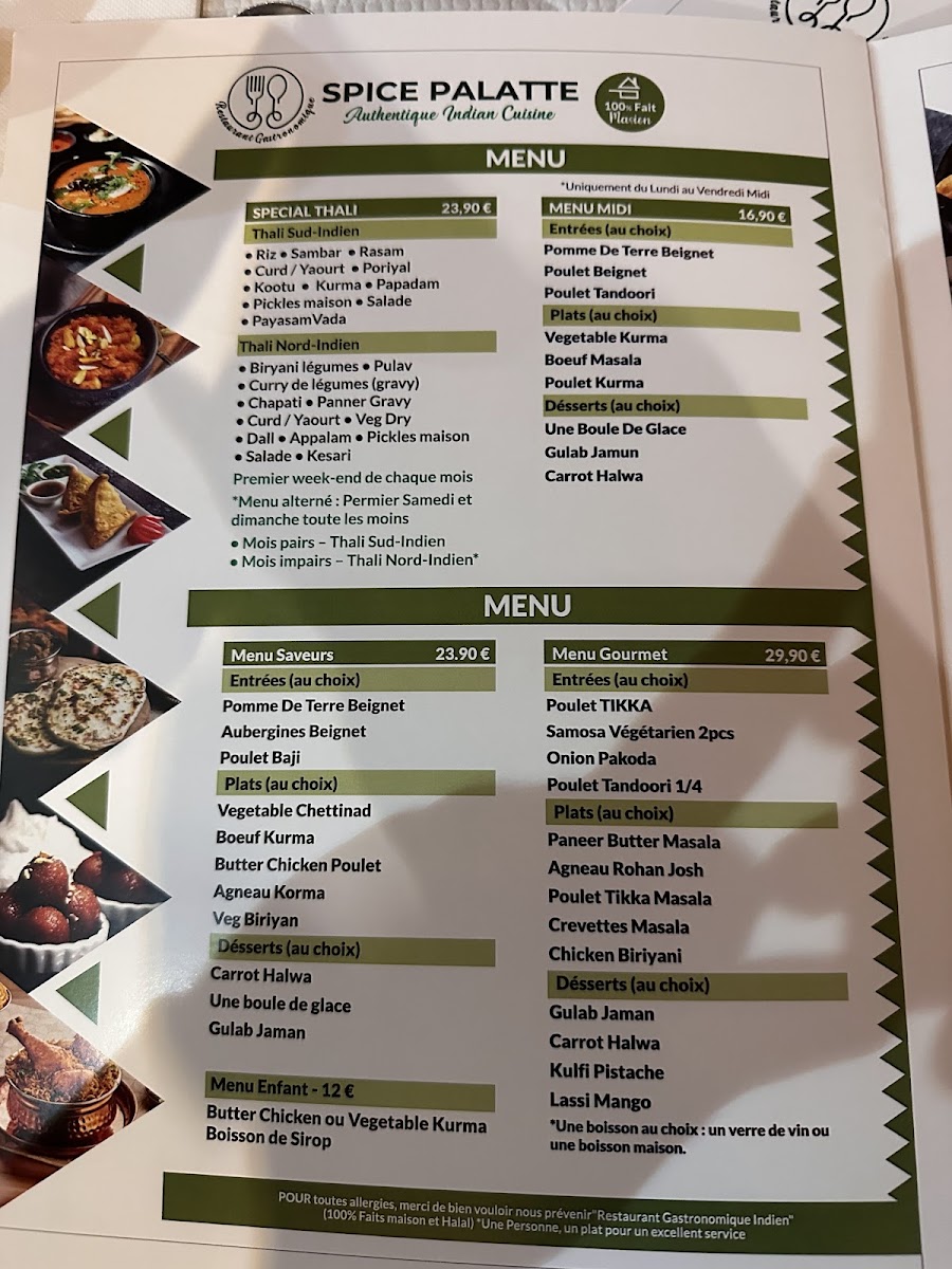 Menu Spice Palatte Restaurant Indien-10