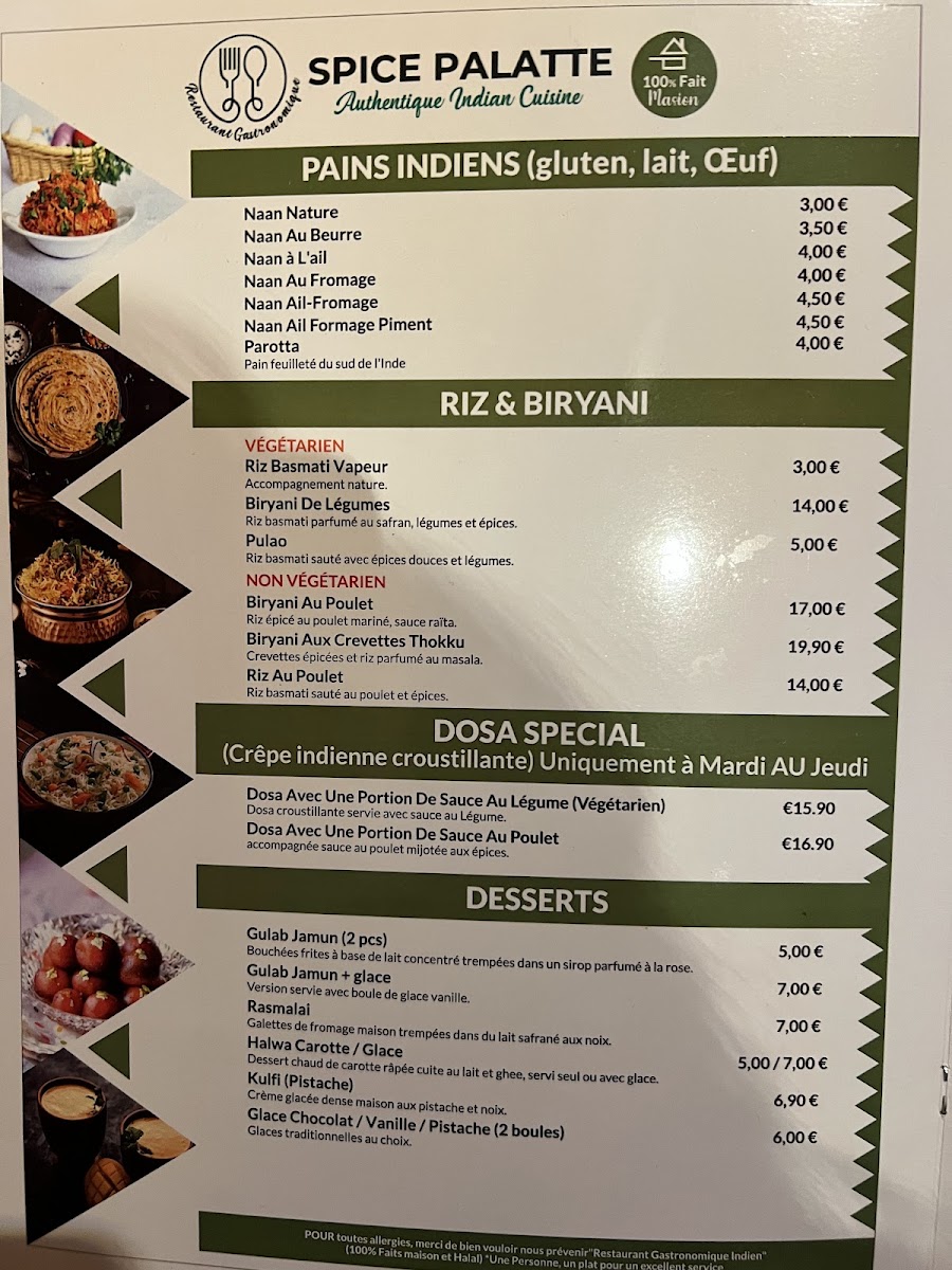 Menu Spice Palatte Restaurant Indien-9
