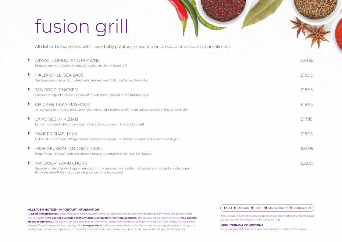 Menu Spice Templepatrick-8