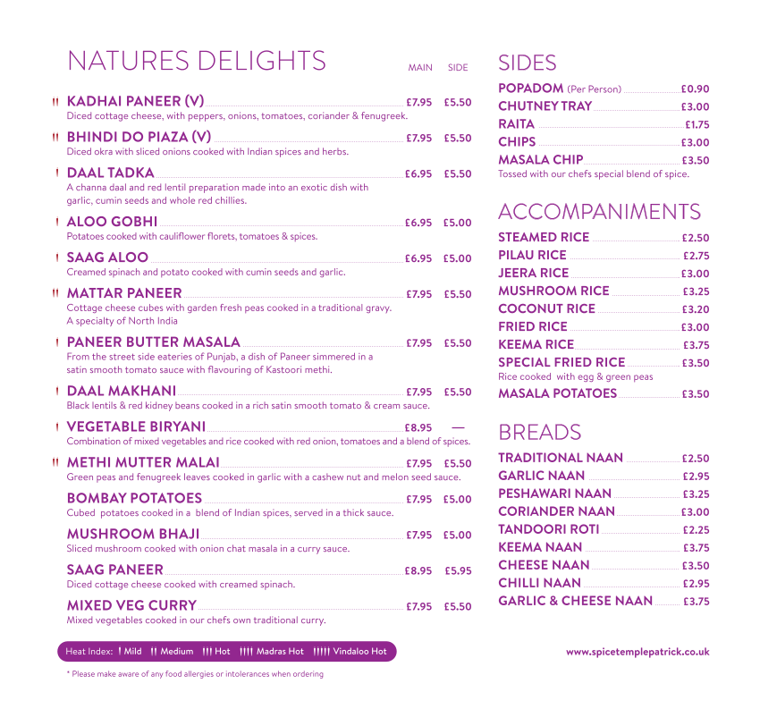 Menu Spice Templepatrick-9