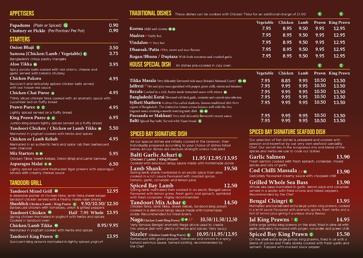 Menu Spiced Bay Indian & Bangladeshi Restaurant-2