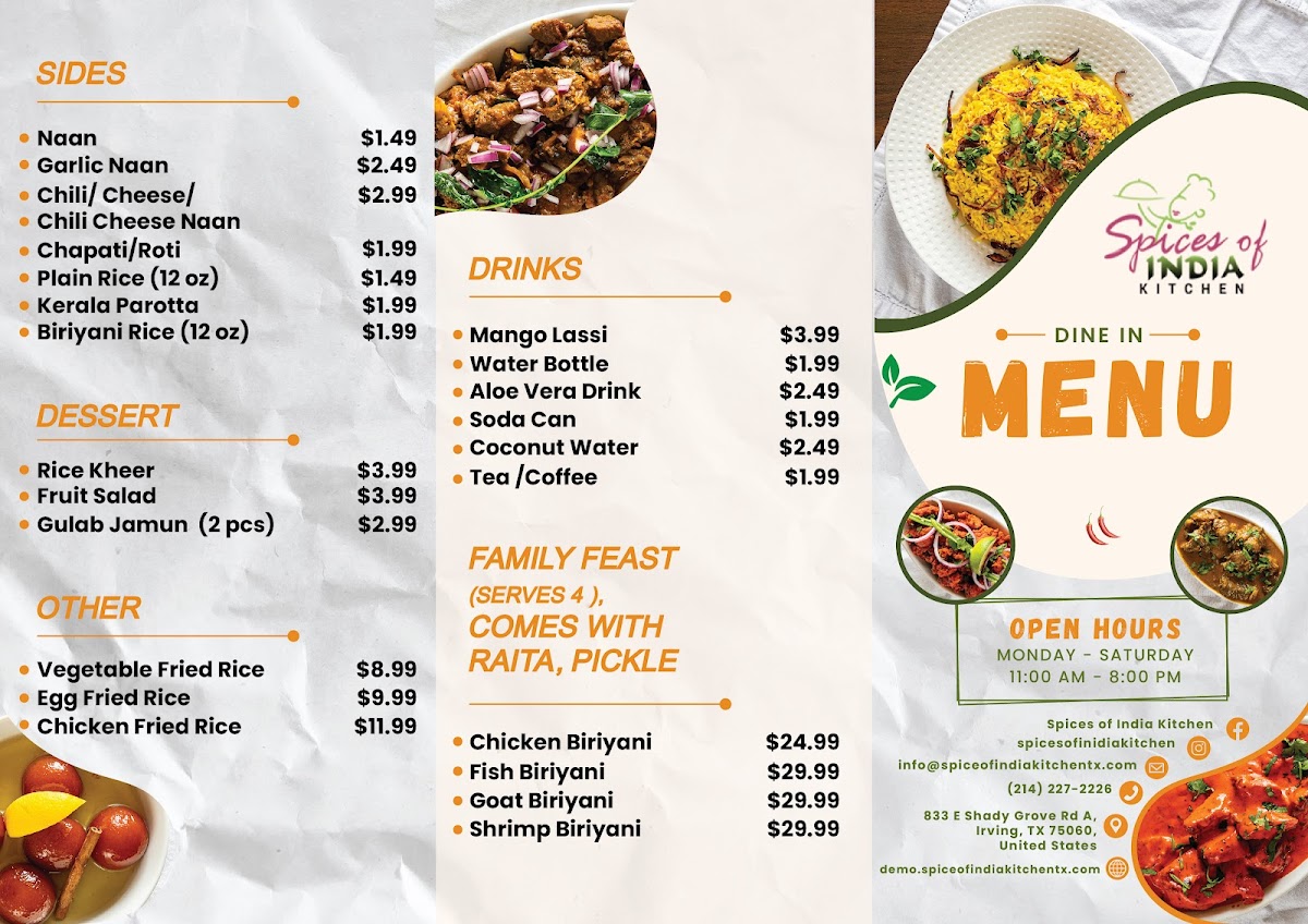 Menu Spices Of India Kitchen - Restaurant & Catering-2