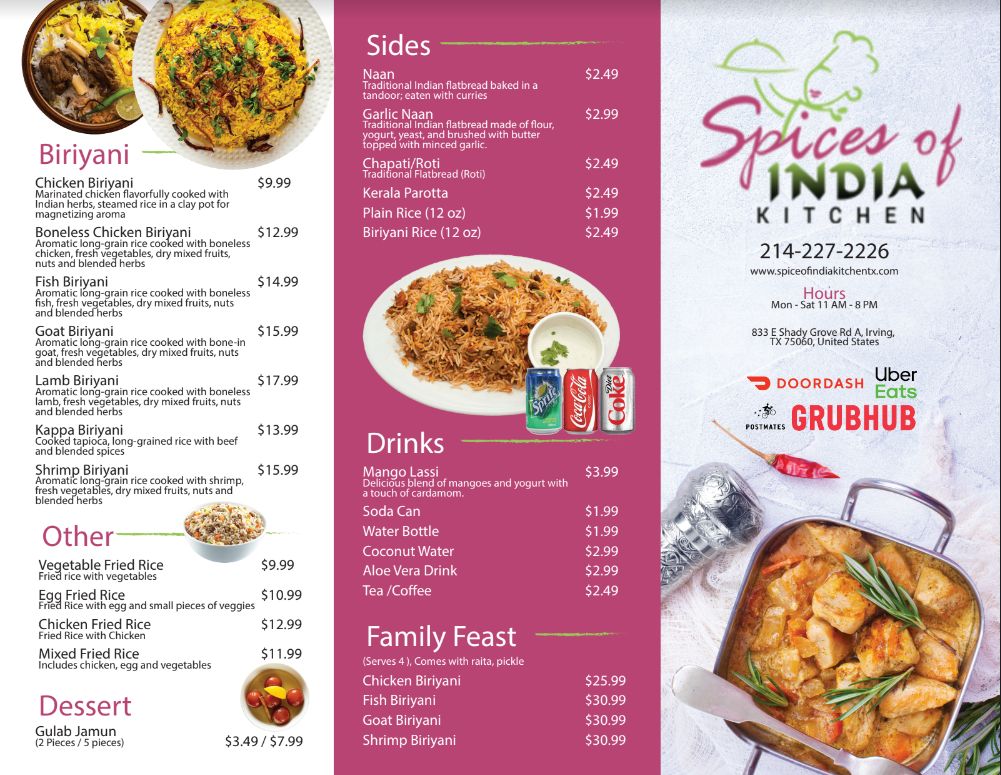 Menu Spices Of India Kitchen - Restaurant & Catering-7