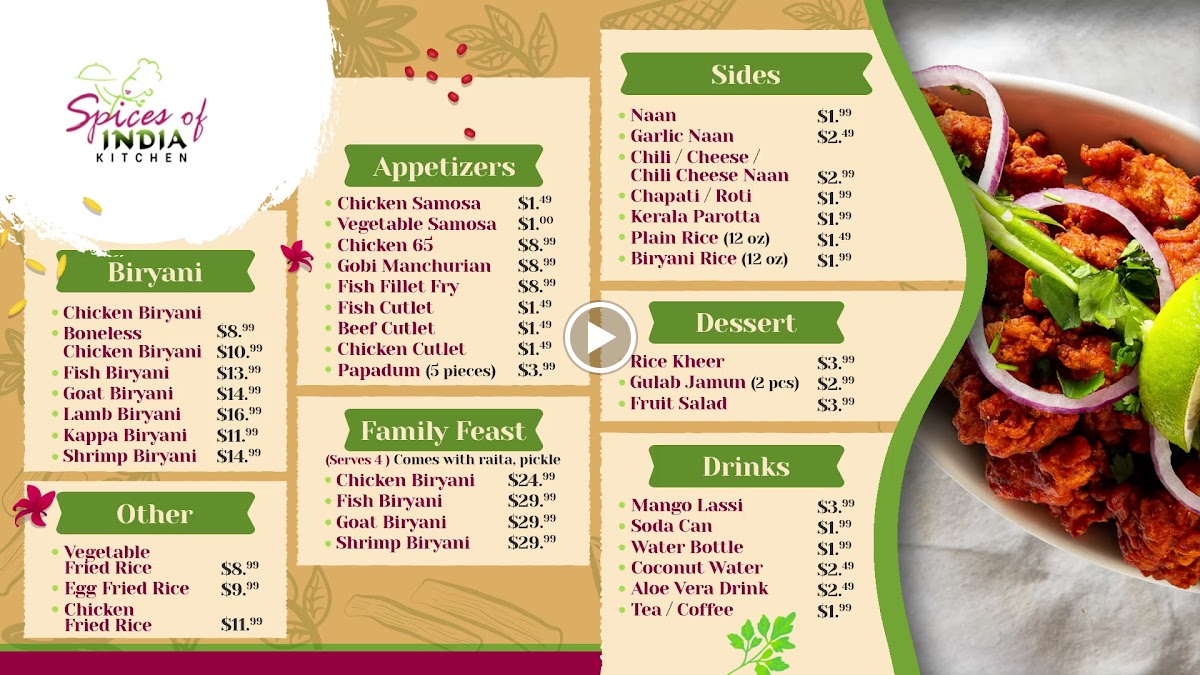 Menu Spices Of India Kitchen - Restaurant & Catering-9
