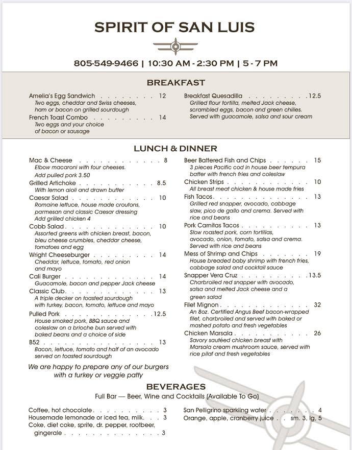 Menu Spirit Of San Luis Restaurant-5