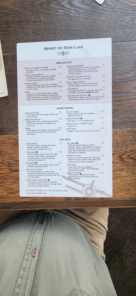 Menu Spirit Of San Luis Restaurant-7