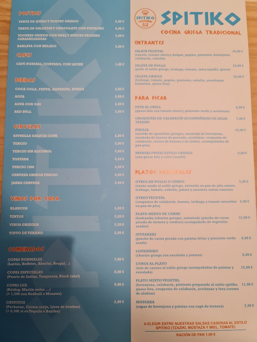 Menu Spitiko - Restaurante Griego-1