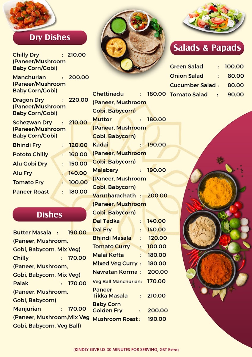 Menu Sree Anandha Bhavans Pure Veg A/c-4