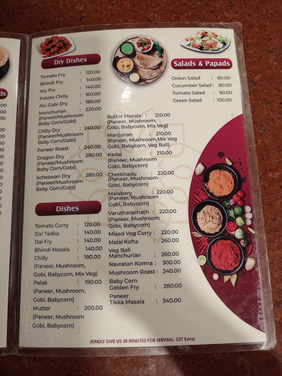 Menu Sree Anandha Bhavans Pure Veg A/c-8