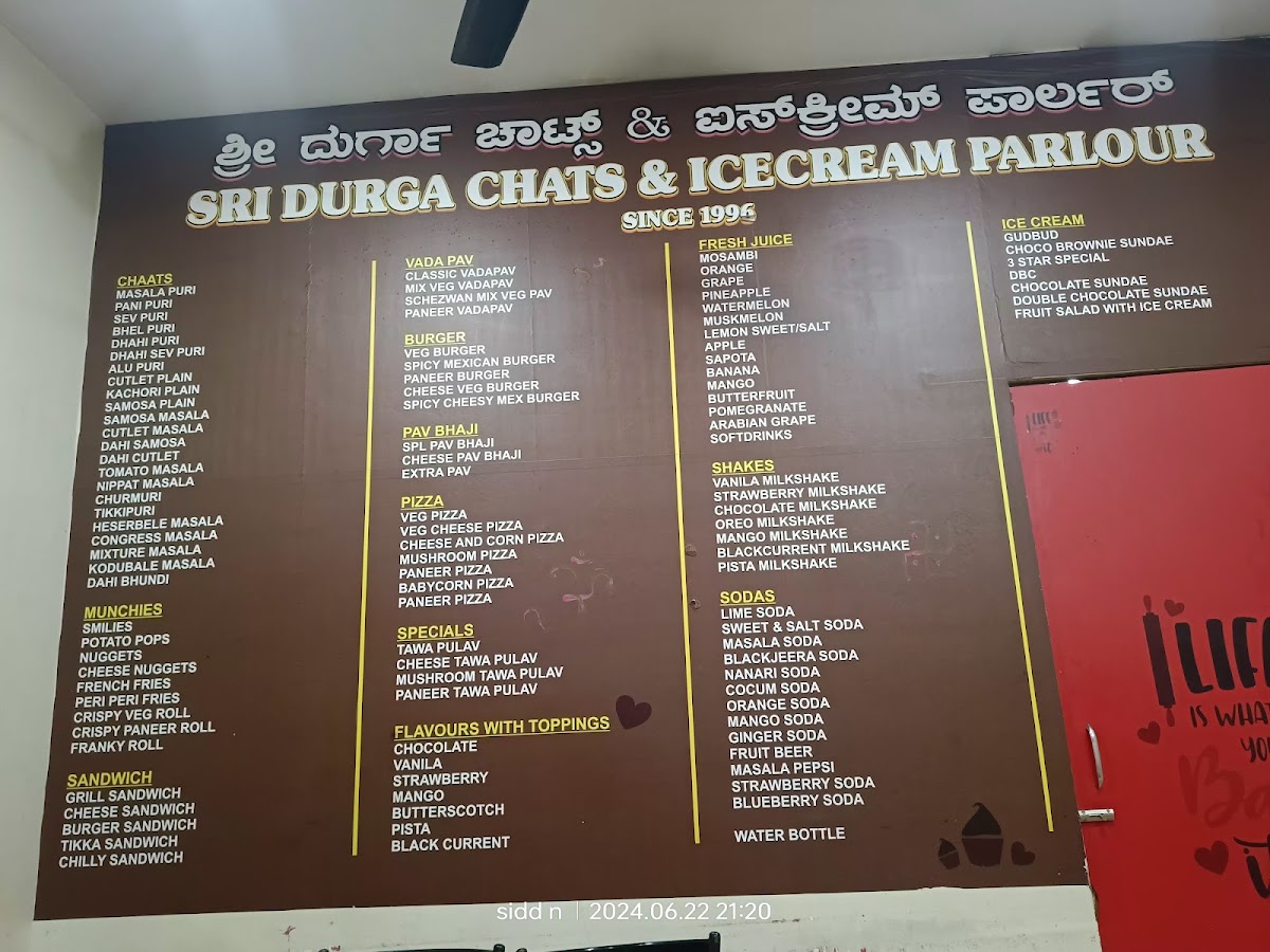Menu Sri Durga Chats & Juice Centre-7