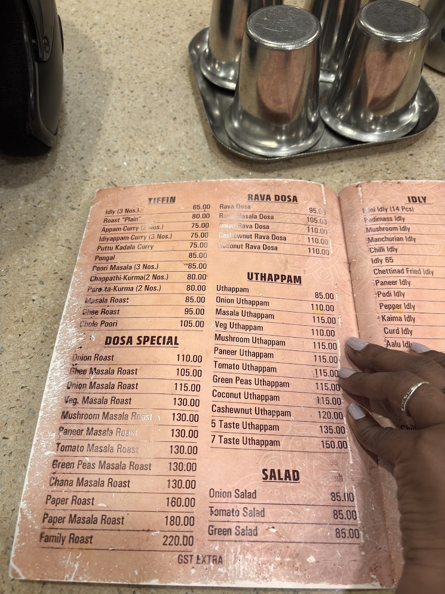 Menu Sri Mu Saravana Bhavan-1