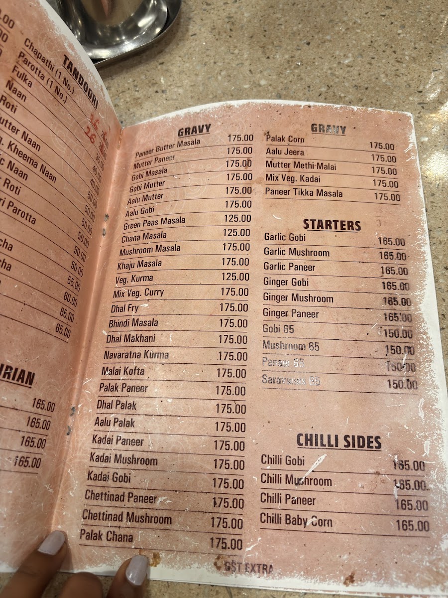 Menu Sri Mu Saravana Bhavan-2