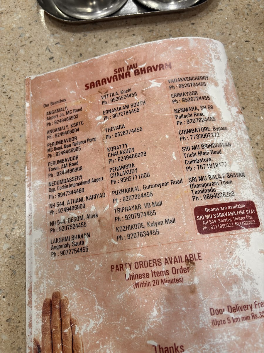 Menu Sri Mu Saravana Bhavan-7