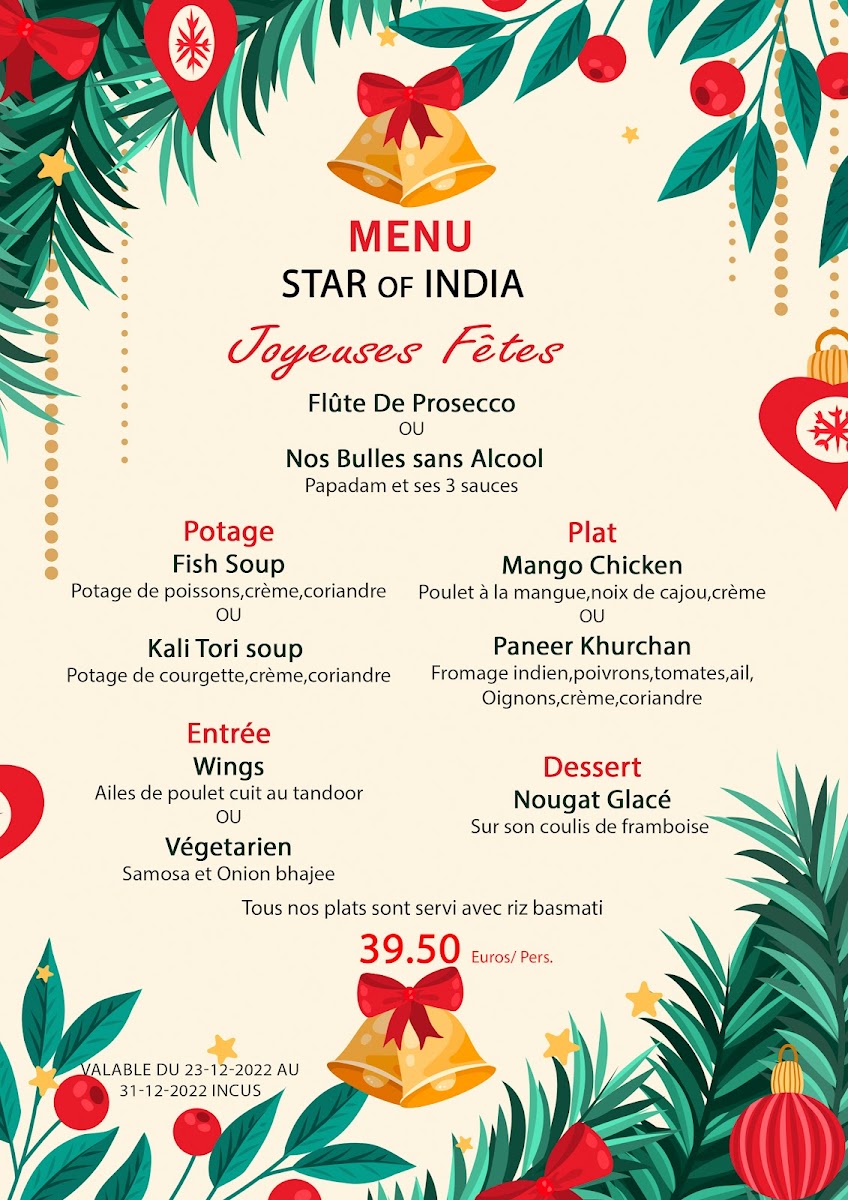 Menu Star Of India-1