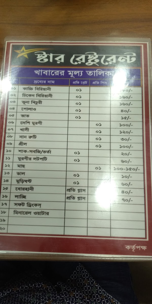 Menu Star Restaurant-1
