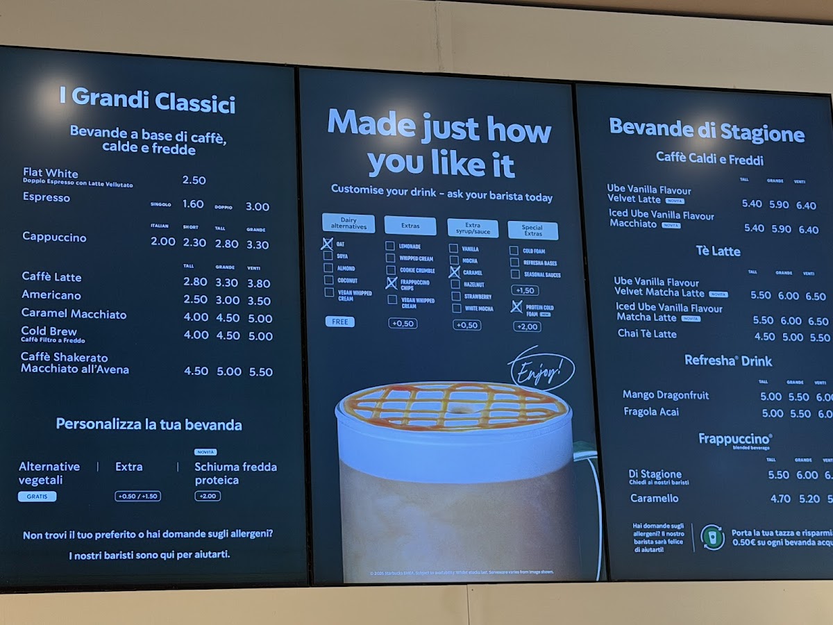 Menu Starbucks - Roma Castel Romano Designer Outlet-1