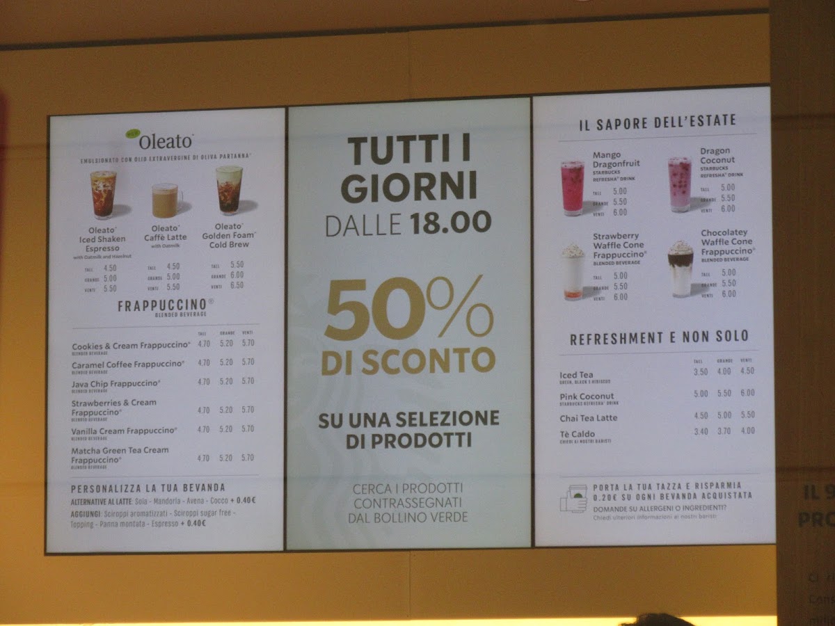 Menu Starbucks - Roma Castel Romano Designer Outlet-9