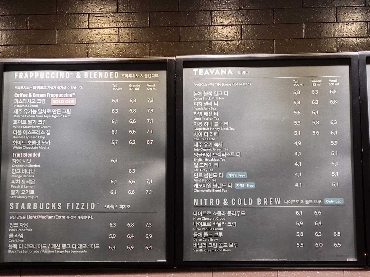 Menu Starbucks Sinchon-1