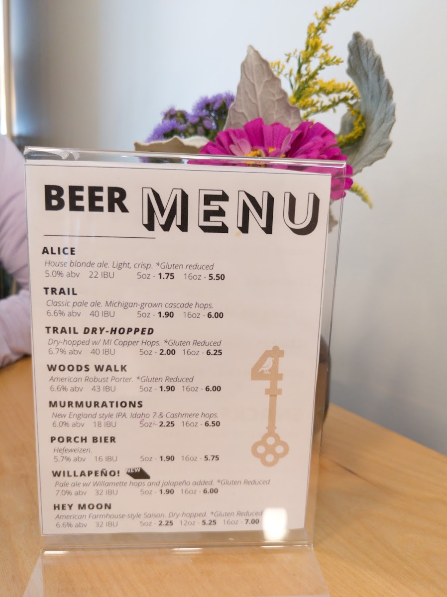 Menu Starling Lounge / Four Keys Brewing-2