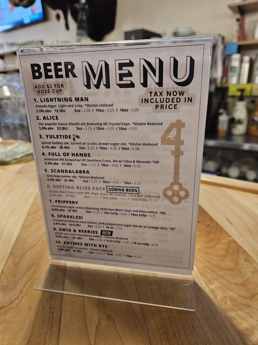 Menu Starling Lounge / Four Keys Brewing-3