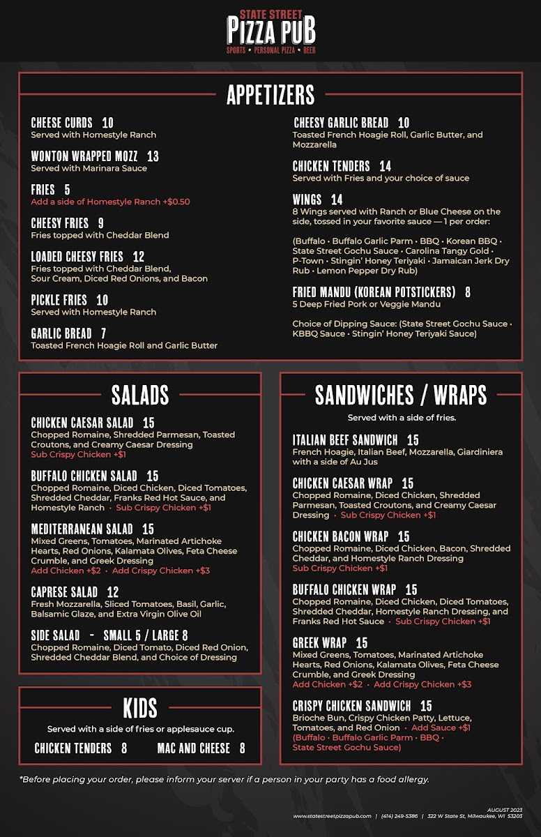 Menu State Street Pizza Pub-1