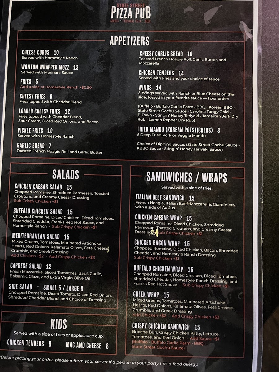 Menu State Street Pizza Pub-8