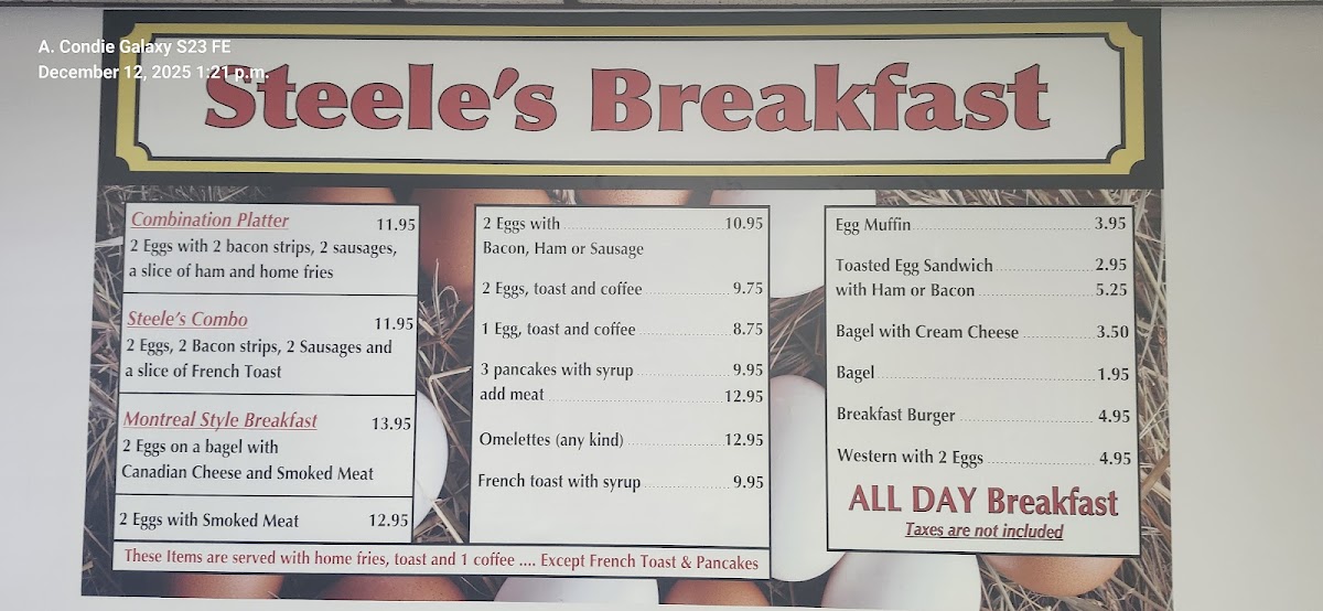 Menu Steele's Restaurant-1