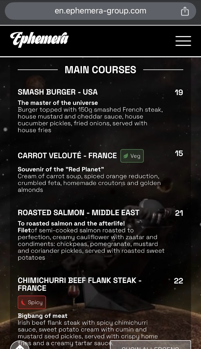 Menu Stellar By Ephemera-7