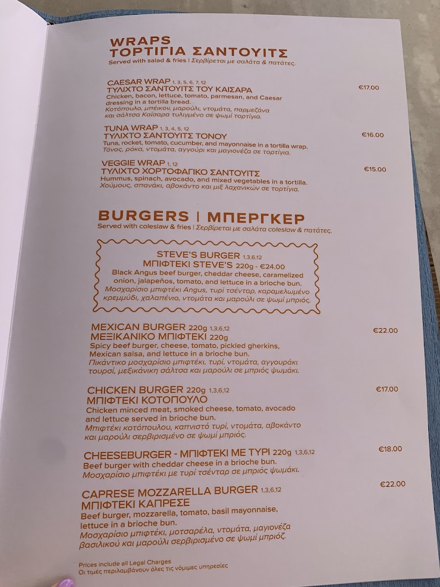 Menu Steve's - The Perfect Spot --2
