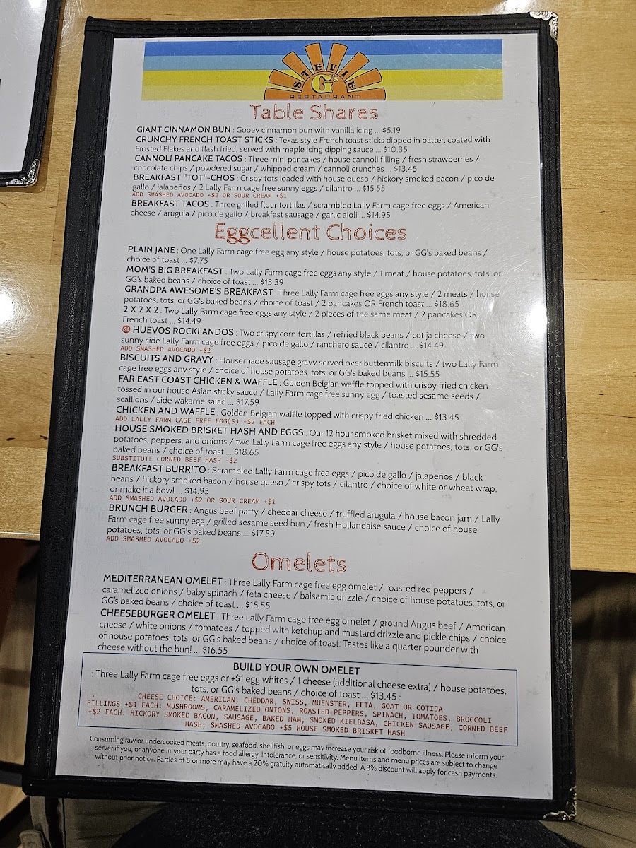 Menu Stevie G's Restaurant Rockland-2