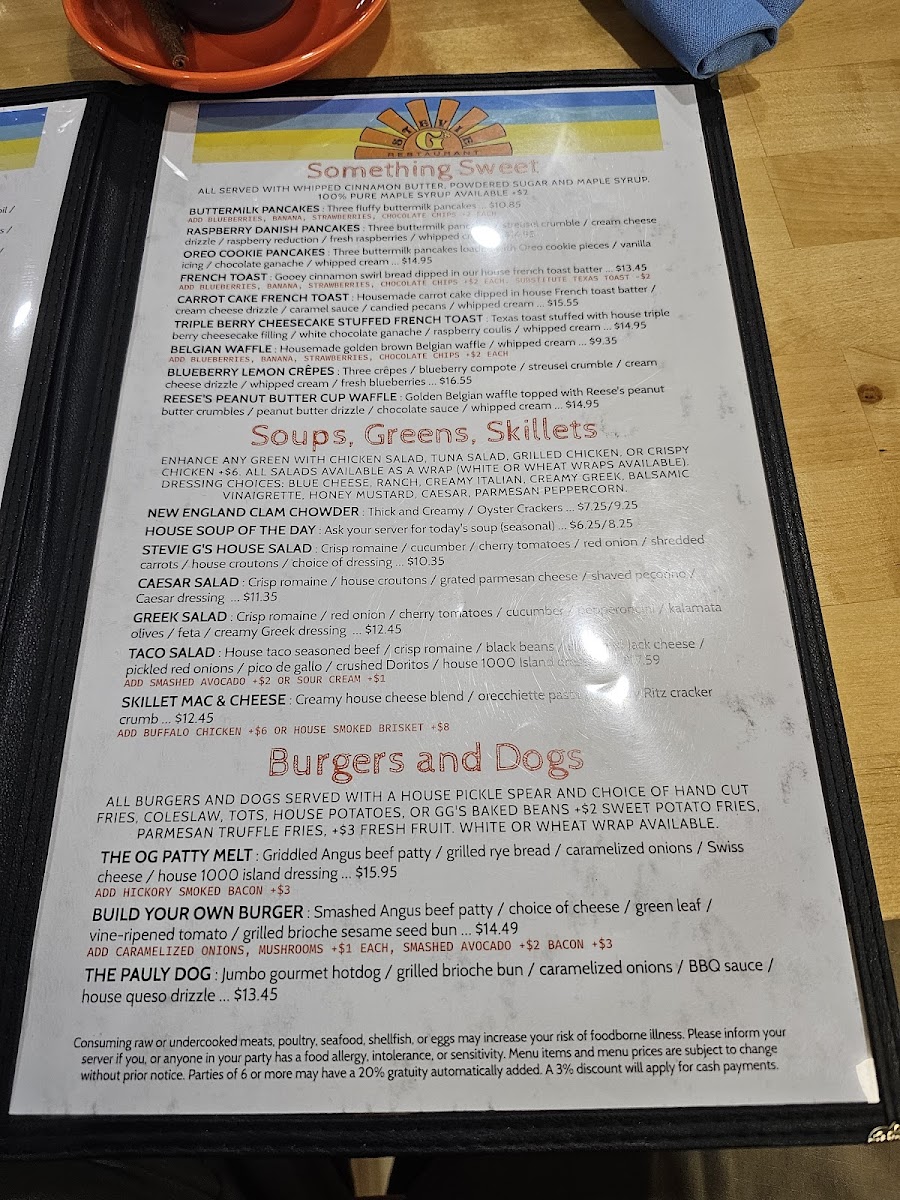 Menu Stevie G's Restaurant Rockland-6