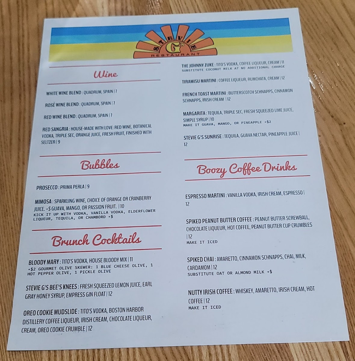 Menu Stevie G's Restaurant Rockland-9