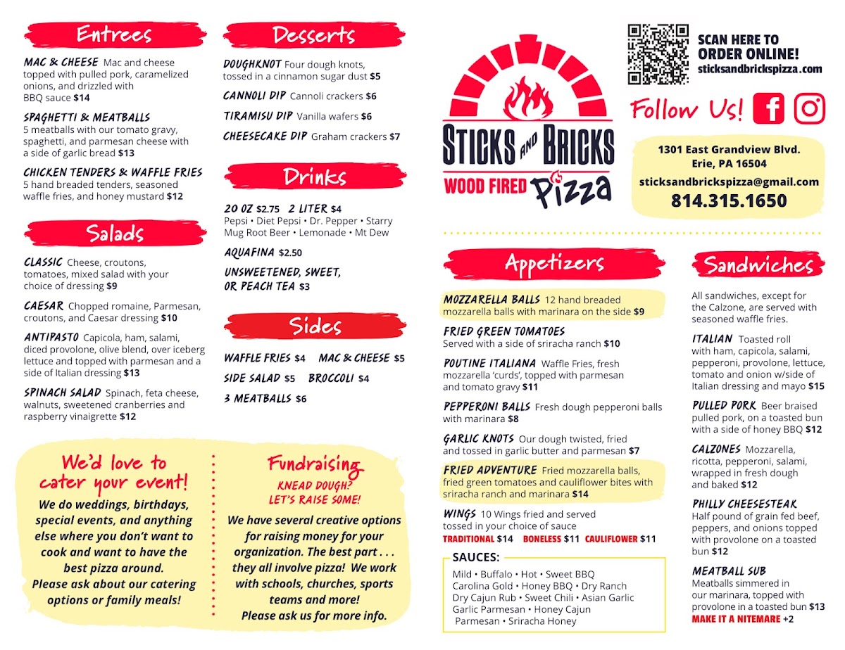 Menu Sticks & Bricks Wood Fired Pizza-1