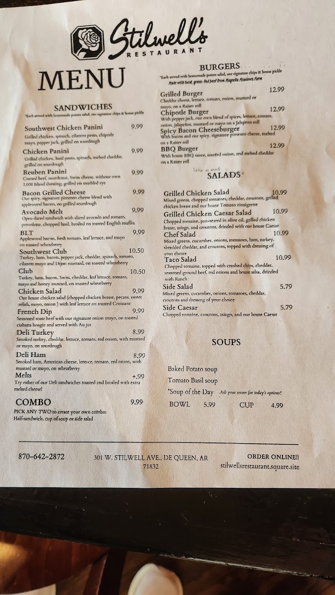 Menu Stilwell's Restaurant-1