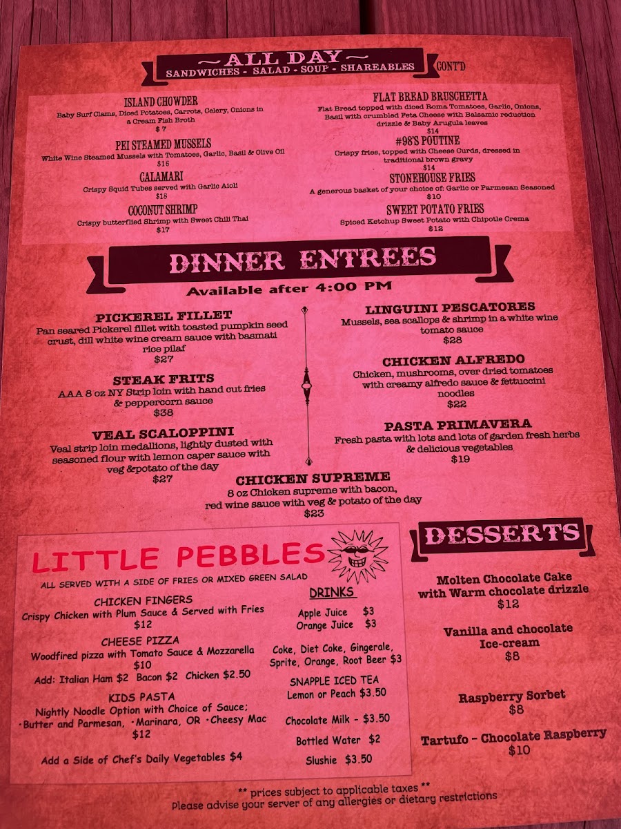 Menu Stone House 1891-10