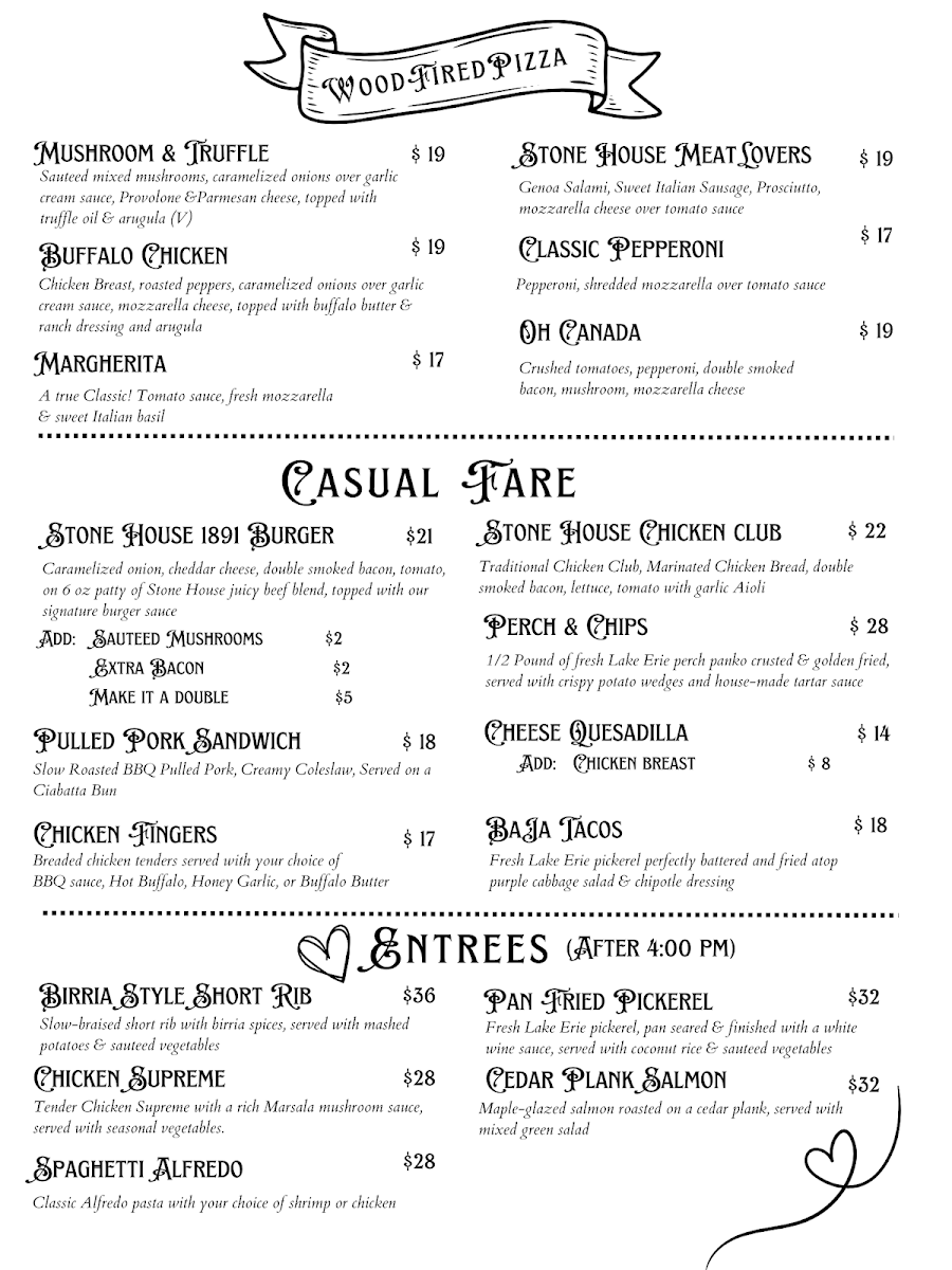 Menu Stone House 1891-2