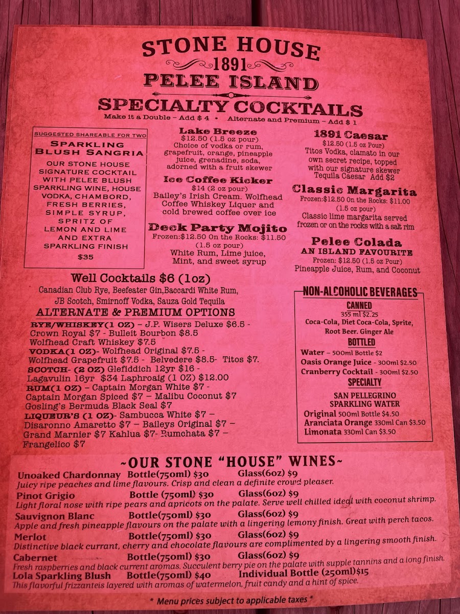 Menu Stone House 1891-7