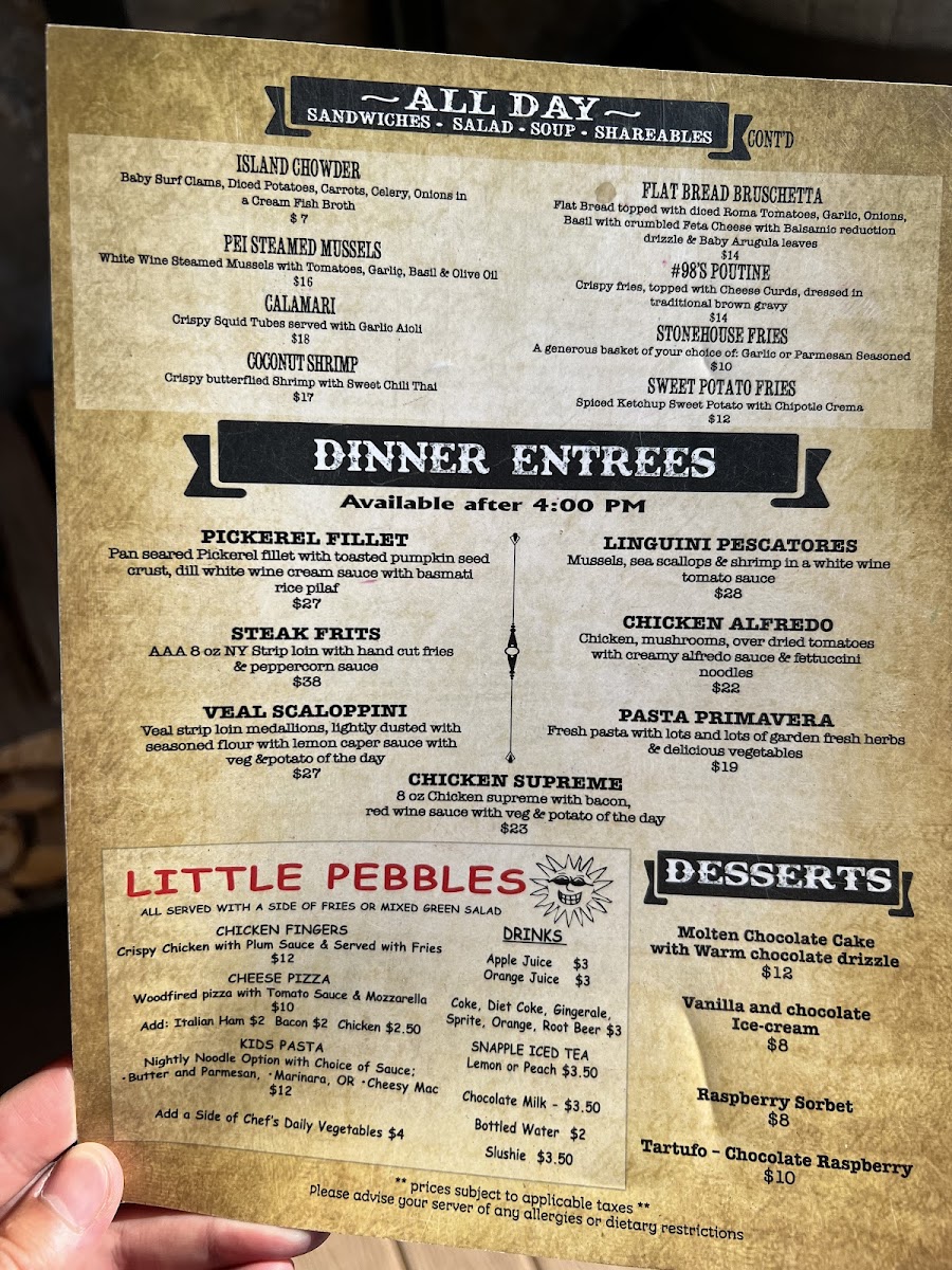 Menu Stone House 1891-9