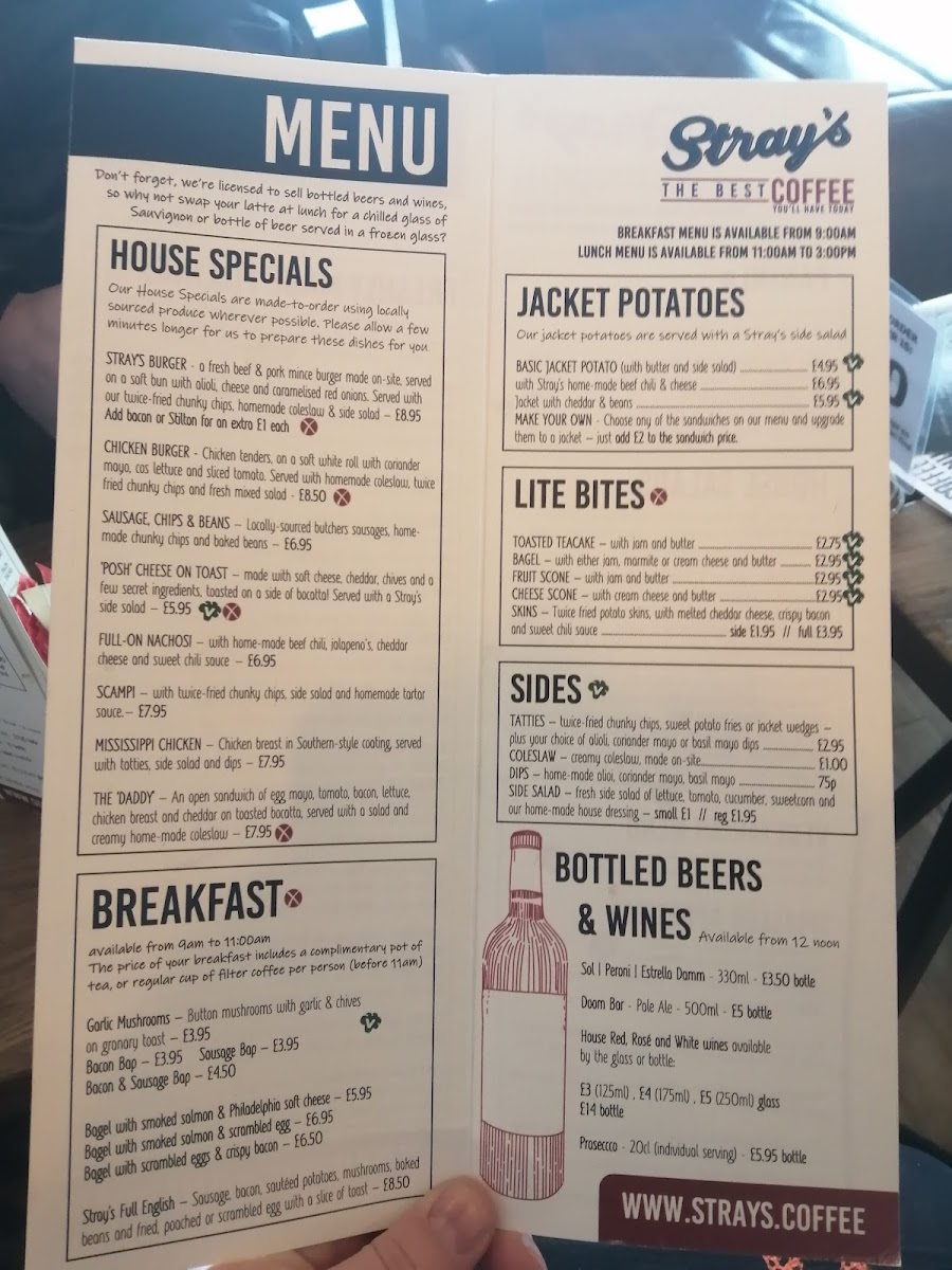 Menu Stray's Coffee, Oakham-1