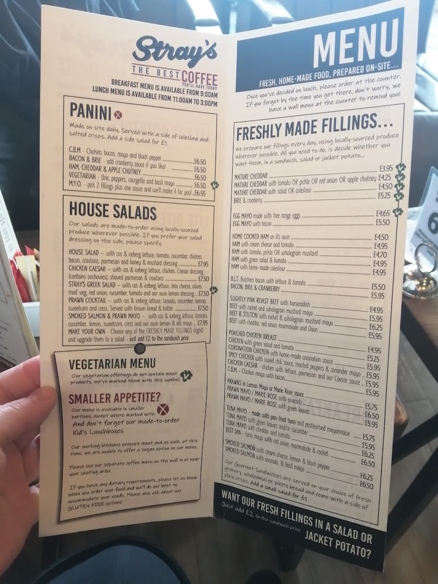 Menu Stray's Coffee, Oakham-2