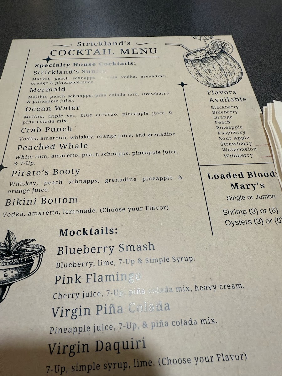 Menu Strickland's Seafood Restaurant-4