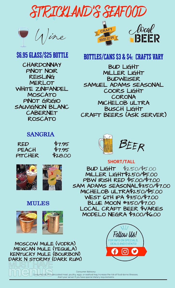 Menu Strickland's Seafood Restaurant-5