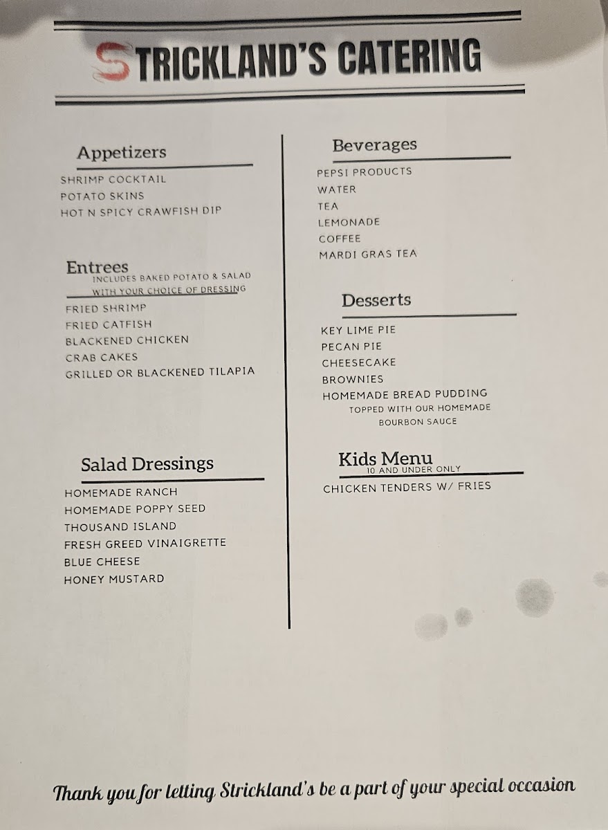 Menu Strickland's Seafood Restaurant-8