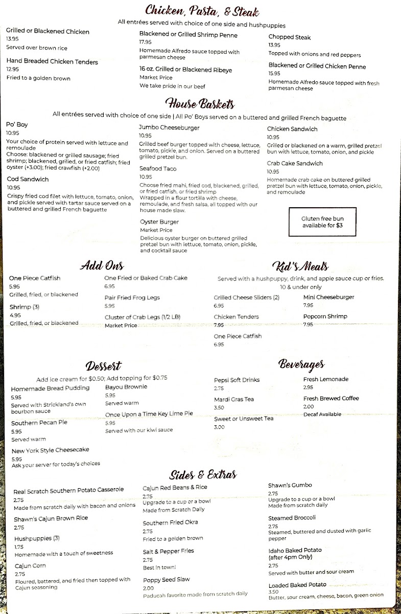 Menu Strickland's Seafood Restaurant-9