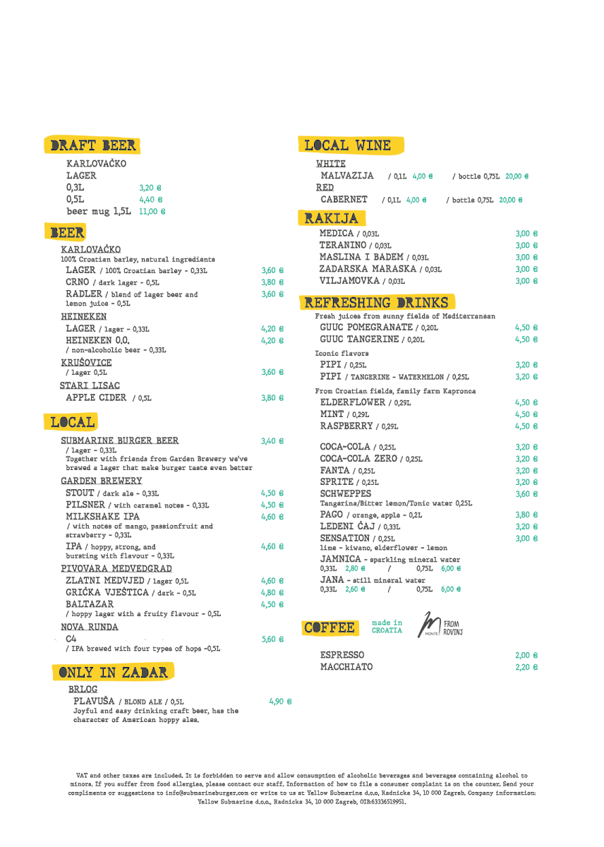 Menu Submarine Burger Zadar-2