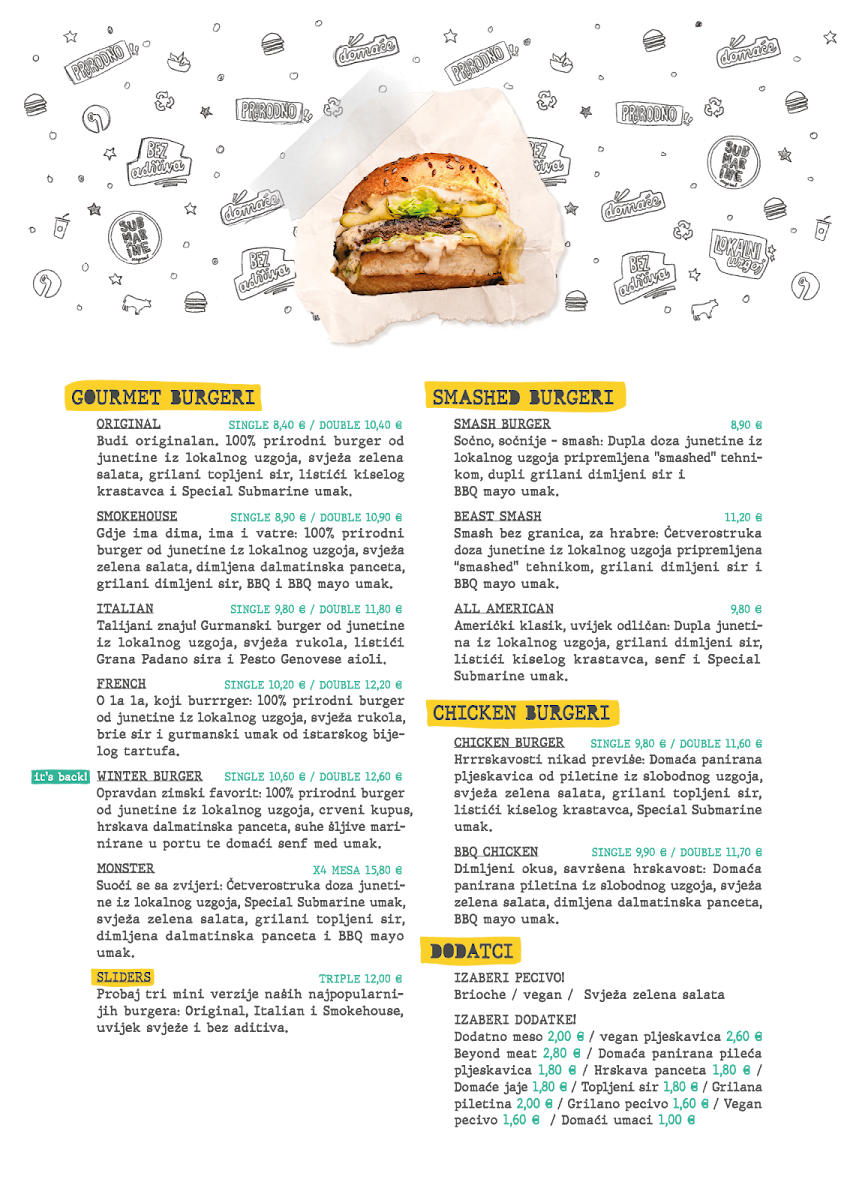Menu Submarine Burger Zadar-3