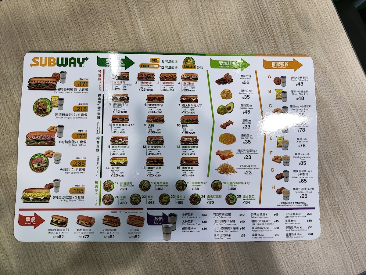 Menu Subway/ncku Branch-1