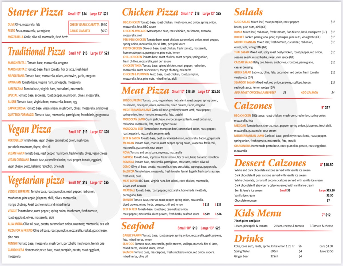 Menu Sugo Gourmet Pizza Bar-1