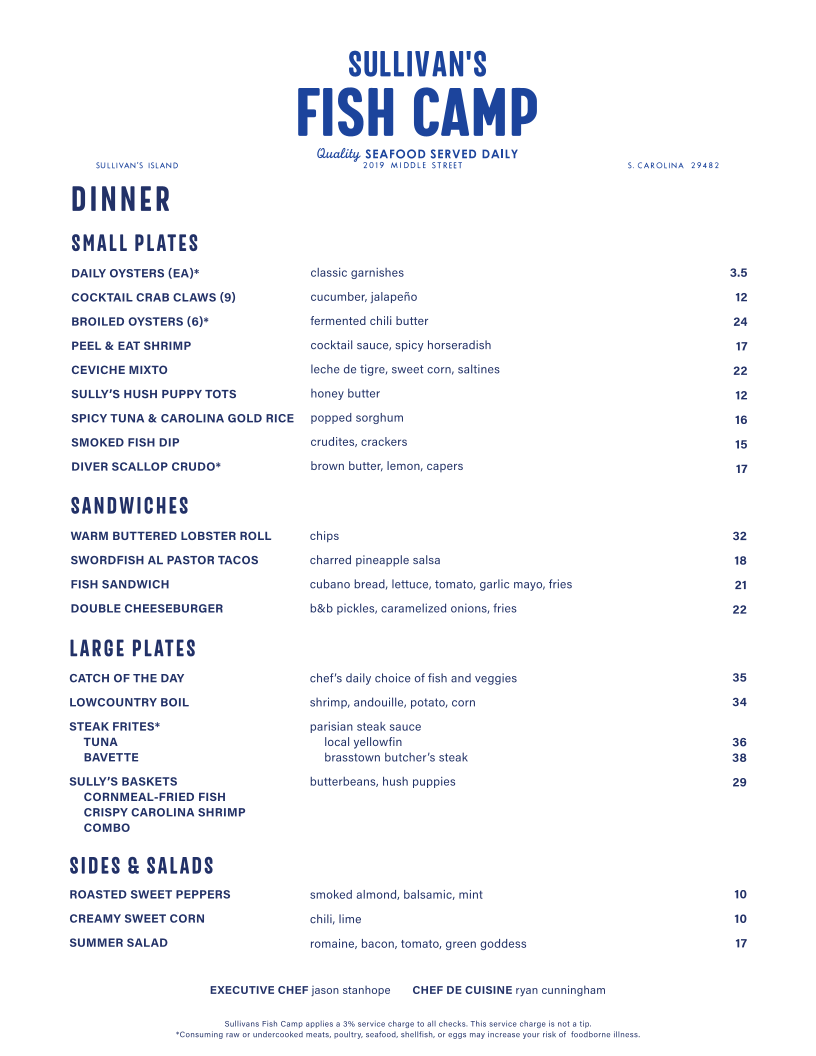 Menu Sullivan's Fish Camp-1