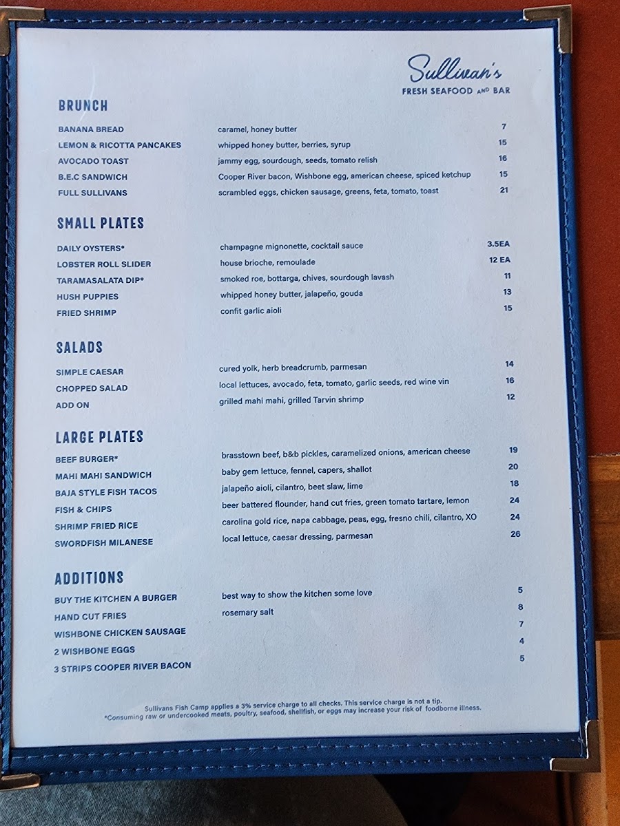 Menu Sullivan's Fish Camp-3